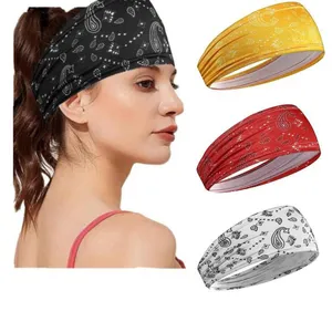 Hot Selling Cashew Blumenmuster neue Sport Stirnband breite Kante Fitness Schweiß absorbierende Yoga Stirnband