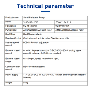 Ditron-bomba peristáltica de control de velocidad, motor paso a paso DC 24V de alta precisión, S300-12B + JZ15 - Product Image 6