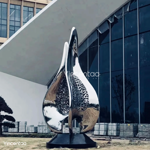 Vincentaa Flower Bud Escultura Arte de acero inoxidable Escultura de ciudad al aire libre Diseño de escultura moderna a gran escala - Product Image 5