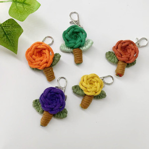Wholesale Cute Handmade 3D Mini Crochet Rose Flower <b>Doll</b> Keychain Yarn Knitted Amigurumi Bag Charm Toy Pendant <b>Doll</b> Key Chain - Product Image 1