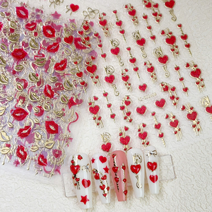 12 Piezas <span class=keywords><strong>de</strong></span> Pegatinas 3D para <span class=keywords><strong>Uñas</strong></span> con Diseño <span class=keywords><strong>de</strong></span> Labios Rojos/Amor, Calcomanías Autoadhesivas con Forma <span class=keywords><strong>de</strong></span> Corazón/Rosa/Listón para Decoración <span class=keywords><strong>de</strong></span> Bodas/Fiestas - Product Image 1