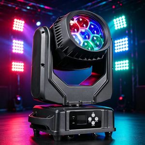 Venta Directa de Fábrica. Lámpara Estroboscópica RGBW de 7*40w con Enfoque Ajustable, Resistente al Agua y con Movimiento Panorámico e Inclinable. Adecuado para discotecas, KTV, bares y otros lugares. - Product Image 1
