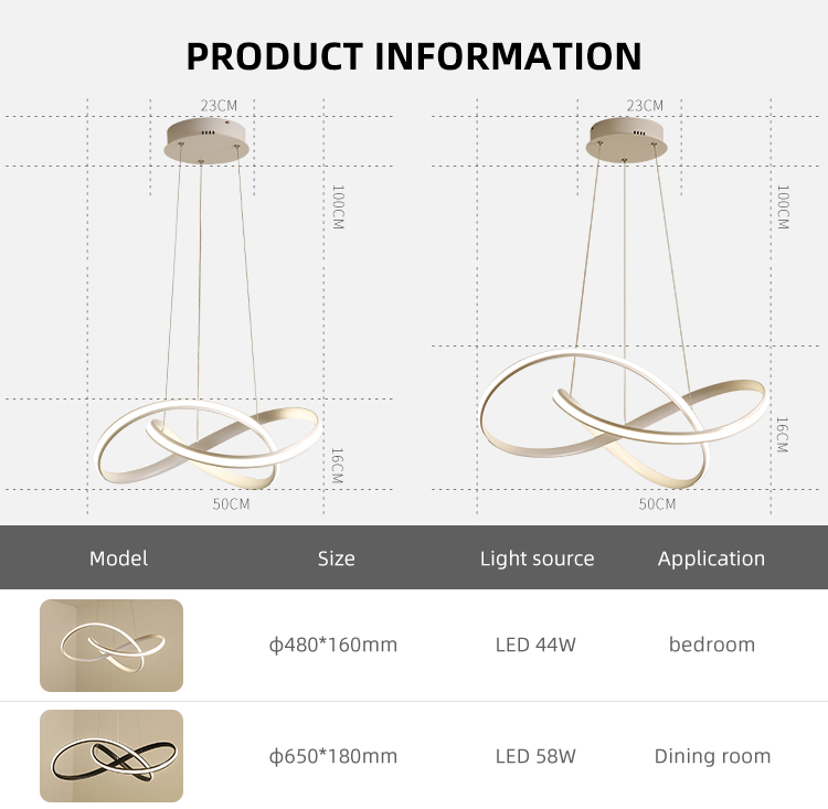 Simple Design Matt Black Fancy Loft Living Room Home Decoration Aluminum Led Pendant Lamp