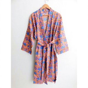 ชุดคลุมกิโมโนผ้าฝ้ายแท้ พิมพ์ลายดอกไม้ ทำมือ สำหรับใส่ในฤดูหนาว ฤดูร้อน ชายหาด ฤดูใบไม้ผลิ ชุดอาบน้ำ ชุดนอนลำลอง - Product Image 1