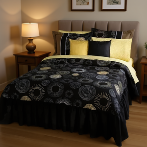 Juego de Edredón Zuri Negro de 3 Piezas con Diseño de Puntos y Volantes, Ropa de Cama Moderna para el Hogar, para Todas las Temporadas, de Poliéster - Product Image 2