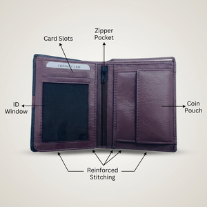 WRIZA Portefeuille horizontal en cuir pleine fleur bicolore marron et noir, porte-billets artisanal, profil fin, coutures durables - Product Image 4