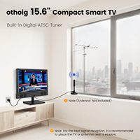 Televisor Inteligente Negro de 15.6 Pulgadas HD 1080p LED 60Hz con Altavoz Integrado, Sintonizador Digital ATSC, Entradas WiFi/USB/AV con Miracast, Pantalla Plana Ancha