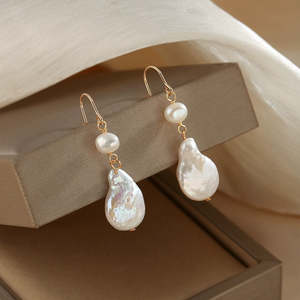 Pendientes de Perlas Barrocas WENCHI 1619 para Mujer, Color Rosa Morado, Accesorio Elegante Natural - Product Image 4