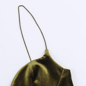 <span class=keywords><strong>Robe</strong></span> en velours sur mesure pour femmes, col en V, bretelles spaghetti, dos nu, pour soirée, sexy, luxueuse, vintage, décontractée - Product Image 3