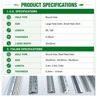 Pelindung Sudut Baja Galvanis untuk Drywall, Penguat Plester, Sayap Berlubang, Anti Retak, Interior & Eksterior