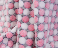 Tissu tricoté double face 100% polyester velours corail flanelle imprimé offset à motif de points pour couvertures, chaussures et produits pour animaux de compagnie