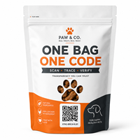 Pochette personnalisée pour friandises pour animaux de compagnie avec vérification par code QR et conception d'emballage autoportant