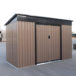 Abri <span class=keywords><strong>de</strong></span> jardin métallique extérieur 9x4 pieds, design incliné, directement <span class=keywords><strong>de</strong></span> l'usine, kit <span class=keywords><strong>de</strong></span> rangement pour outils <span class=keywords><strong>et</strong></span> vélos avec <span class=keywords><strong>porte</strong></span> à accès facile - Product Image 6