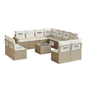 Conjunto de Sofás Modulares de Jardín Plubabe en Ratán Sintético Beige, Muebles de Exterior para 10 Personas, Diseño Contemporáneo - Product Image 1