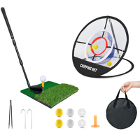 Tapis de paille de club de coupe télescopique d'entraînement au golf Filet de frappe pliant avec jeu d'herbe pour l'entraînement au golf
