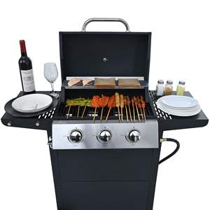 Parrilla de gas propano de acero inoxidable DB de 4 quemadores, 34000 BTU, para patio, jardín, cocina al aire libre, con ruedas y estantes - Product Image 4