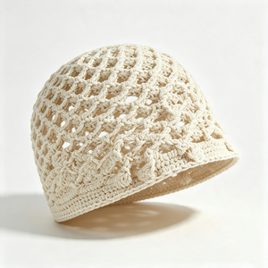 Unisex Hollow Crochet Mesh Beanie Summer Breathable Cotton Yarn Skull <b>Cap</b> Custom ACE <b>Mountain</b> Woven Label Character - Product Image 6