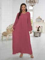 Robe longue élégante pour femmes R-451, Abaya musulmane pour le Ramadan, manches longues, col oversize, robe de prière, Turquie, Dubaï, vêtements islamiques