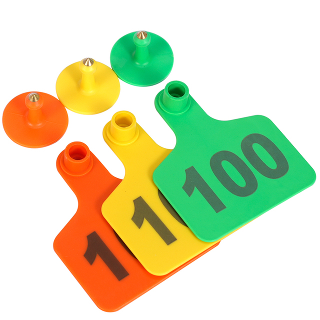 Large Animal Cattle Cow Ear Tags with Laser Printed Numbered Animal Identification Card for Tracking Animals