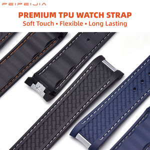 Bracelet de <span class=keywords><strong>montre</strong></span> en TPU de 20 mm compatible avec <span class=keywords><strong>Omega</strong></span> Seamaster 300 AT150 avec <span class=keywords><strong>boucle</strong></span> à ardillon étanche et résistante à la transpiration - Product Image 5