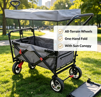 Chariot de jardin pliable avec auvent pour festivals, camping, chariot de transport, poussettes, trotteurs et chariots pour enfants