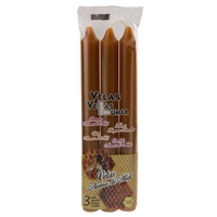 Bougies d'aromathérapie parfumées marron, lot de 3, coniques classiques, parfum DESSERT, en cire d'abeille, fabriquées en Espagne, pour la décoration intérieure