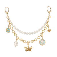 Bijoux fantaisie, chaîne en or, porte-clés en perles, accessoires avec breloques remplaçables en forme de papillon et de fleur, breloque pour sac pour femmes