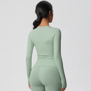 Phụ nữ dài tay áo phi hành Đoàn cổ Workout hàng đầu, Slim-fit căng vải, lý tưởng cho Yoga, phòng tập thể Dục Đào Tạo, và các hoạt động thể thao - Product Image 5