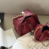 Nouvel Arrivage Sac Fourre-tout Matelassé en Cuir Inspiré des Créateurs avec Cordon de Serrage, Chaîne Dorée Vintage, Grand Sac à Bandoulière pour Femme Quotidien
