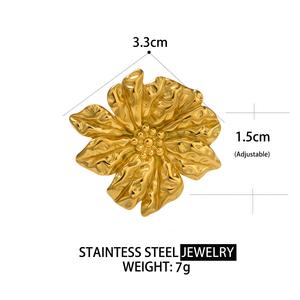 Anillo de Cóctel de Acero Inoxidable Chapado en Oro de 18K, Geométrico Exagerado, Impermeable, para Uso Diario, Joyería Retro de Moda para Boda y Compromiso - Product Image 5