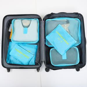 Ensemble d'organisateurs de vêtements de voyage 6 pièces, pochettes à linge rectangulaires bleues en polyester, sacs de rangement pour articles de première nécessité - Product Image 2