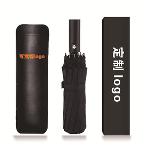 Parapluie pliable en trois parties en nylon UV entièrement automatique 12k, cadeaux d'affaires avec impression de logo personnalisé et poignée en plastique - Product Image 4