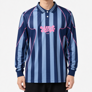 Kaos Sepak Bola Sublimasi Klasik Kustom Retro Streetwear Lengan Panjang 100% Poliester Cepat Kering Bernapas Pakaian Tim Musim Dingin - Product Image 2