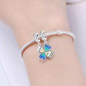 Colgante de corazón de cobre blanco para hermandad eterna, accesorio de joyería DIY para pulsera, para mujer - Product Image 6