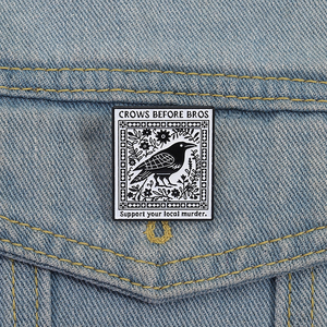 Spille con smalto corvi prima di Bros supportano il tuo omicidio locale retrò Punk spille geometriche con distintivo di risvolto gioielli all'ingrosso - Product Image 1