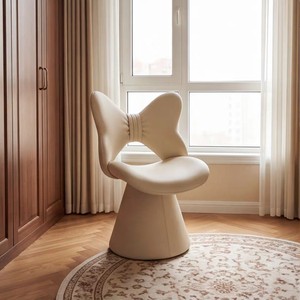 Cream Swivel <b>Vanity</b> <b>Chair</b> Modern Dressing Table Seat Upholstered Accent <b>Chair</b> for Bedroom Living Room - Product Image 3