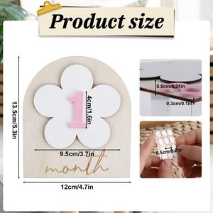 Tarjetas de madera para marcar los <span class=keywords><strong>meses</strong></span> del bebé de 1 a <span class=keywords><strong>12</strong></span> <span class=keywords><strong>meses</strong></span>, accesorios para fotos de recién nacidos, tarjetas de anuncio de nacimiento para baby shower, registro de crecimiento - Product Image 5