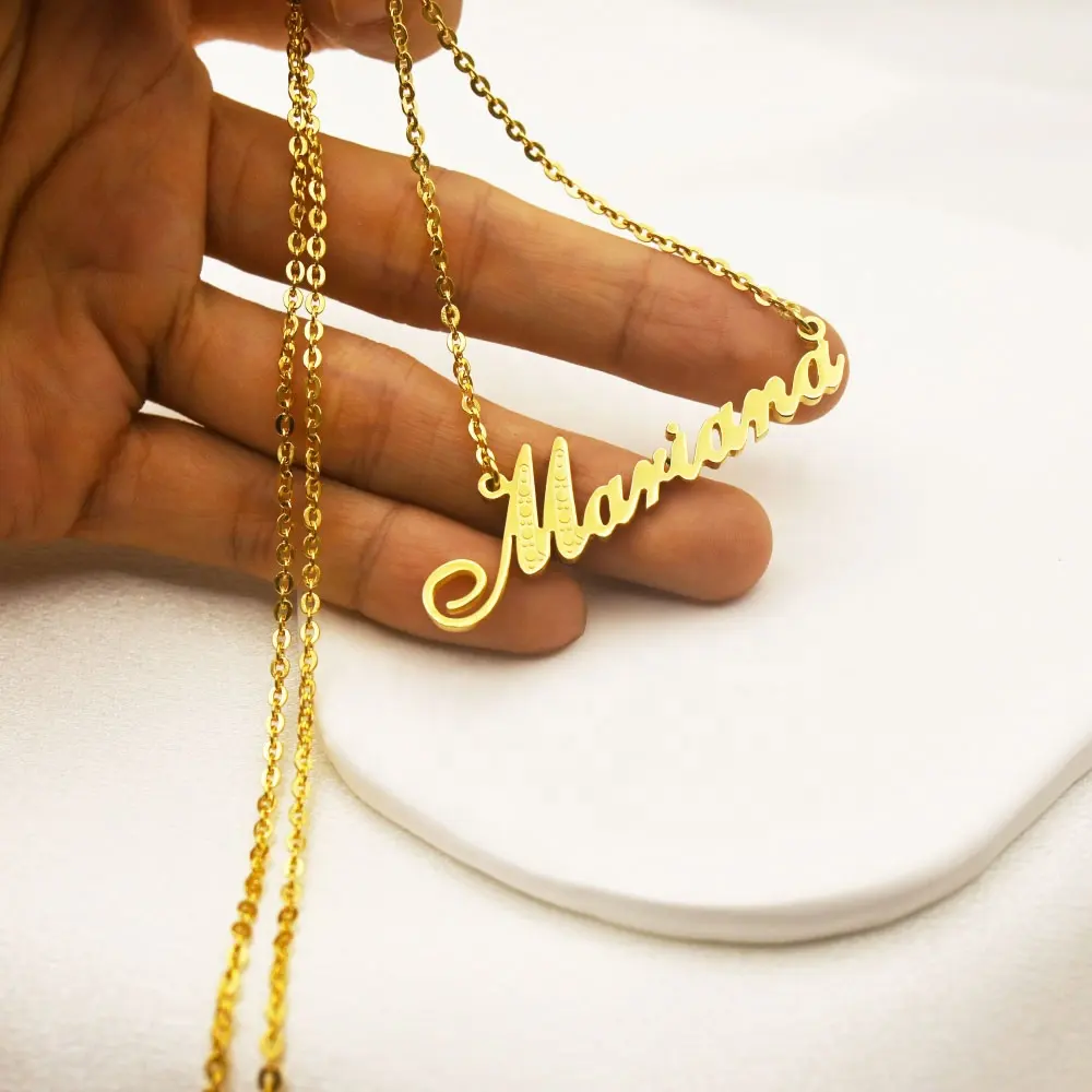 custom stainless steel alphabet necklace letter custom name tennis link chain necklaces body jewelry wholesale for women