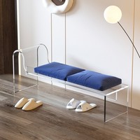 Banc à chaussures minimaliste de luxe américain, banc long en acrylique pour l'entrée de la maison, meuble de couloir