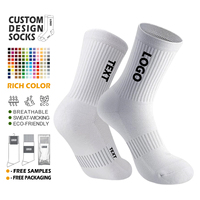 Chaussettes de sport respirantes mi-mollet en coton avec logo personnalisé, anti-transpiration et amorties pour la gym (OEM)