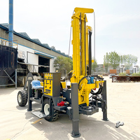 Foreuse de puits montée sur roues, machine de forage portable à 4 roues pour projets de puits d'eau potable ruraux