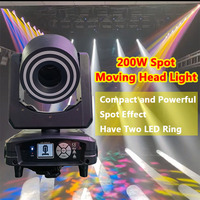 Projecteur de scène à tête mobile LED 200W avec deux anneaux LED pour événements de mariage et DJ