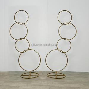 Blanc ou or <span class=keywords><strong>mariage</strong></span> forgé fleur artificielle support étagère murale anneau rond arc toile de fond arc rond décoration d'anniversaire - Product Image 4