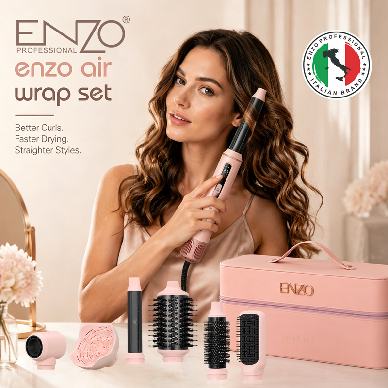 ENZO EN-5611 3-in-1 Triple Barrel Hair Curler, Straightener