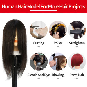 <span class=keywords><strong>Tête</strong></span> de Mannequin Professionnelle de Coiffeur en <span class=keywords><strong>Cheveux</strong></span> Humains Réels pour Formation - Product Image 3