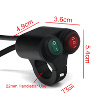 Interrupteur de guidon de moto 2-en-1 avec bouton de commande, pour guidon de moto 22mm (7/8 po), interrupteurs de rééquipement étanches avec indicateur marche/arrêt