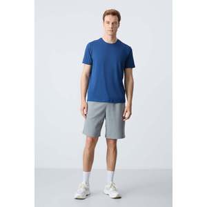 Pantalones cortos básicos para hombre de algodón gris melange, gruesos, suaves, con textura y ajuste estándar - 81278 - Gb melange - Product Image 1