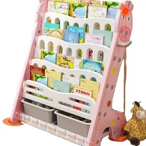 Регулируемая многофункциональная книжная полка для детского сада, книжный шкаф для маленьких детей, пластиковая книжная полка для хранения игрушек, детская мебель