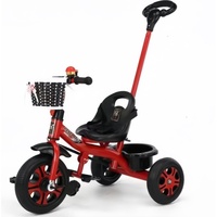 Vélo à pédales tricycle en plastique et métal, vente directe usine, pour enfants de 2 à 6 ans, avec barre de poussée unique, couleur et logo personnalisables pour garçons et filles