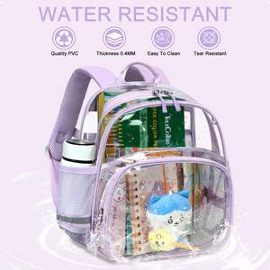 <span class=keywords><strong>Mochila</strong></span> <span class=keywords><strong>Transparente</strong></span> Impermeable Pequeña con Logotipo Personalizado para Niños Pequeños, Bolsa Escolar de PVC <span class=keywords><strong>Transparente</strong></span> para <span class=keywords><strong>Preescolar</strong></span>, Mini <span class=keywords><strong>Mochila</strong></span> para Guardería al por Mayor - Product Image 6